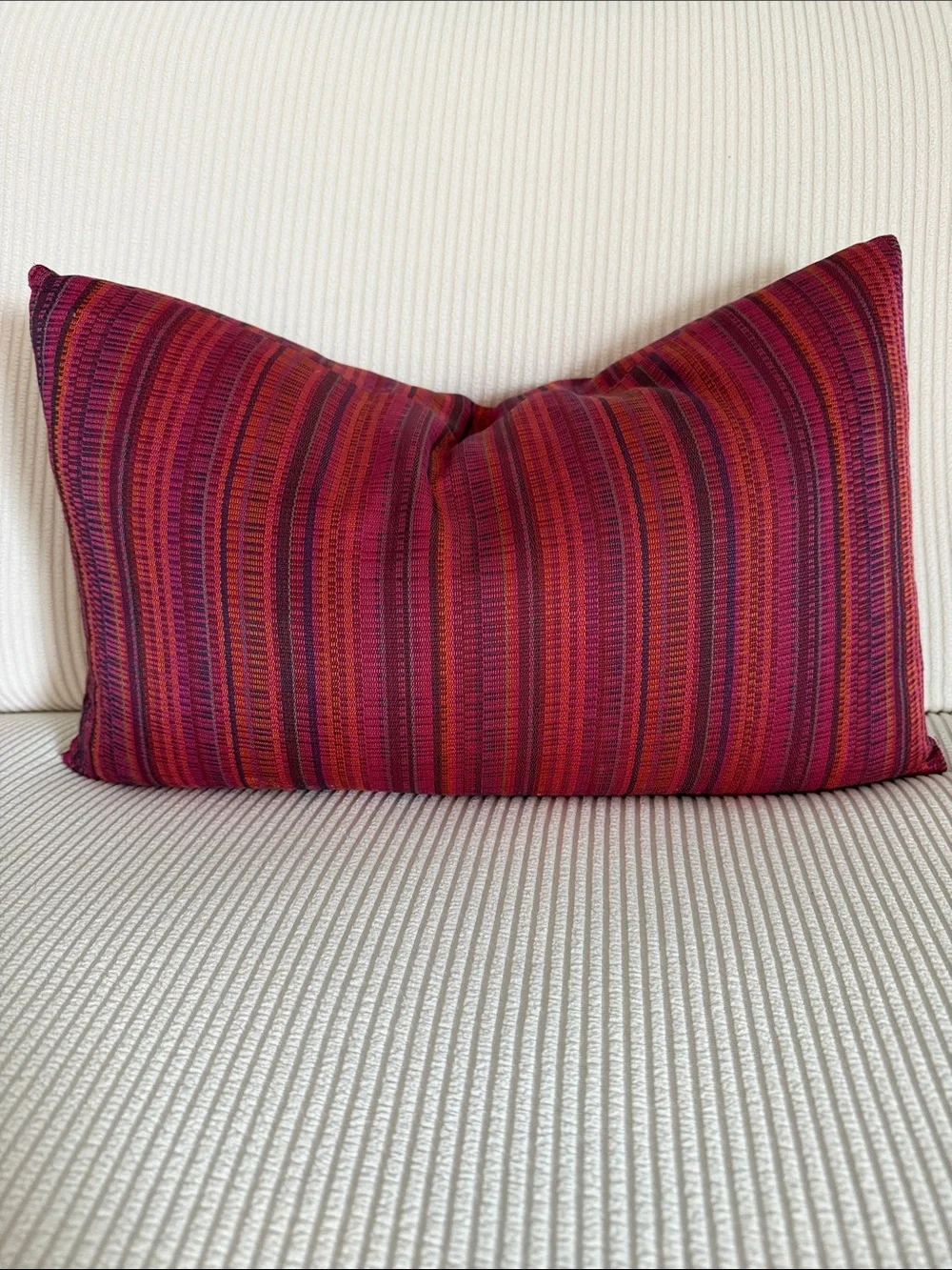 Room and Board Striped Blue and Red Lumbar Accent Pillows